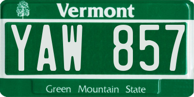 VT license plate YAW857