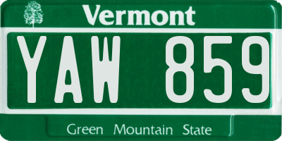 VT license plate YAW859