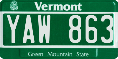 VT license plate YAW863