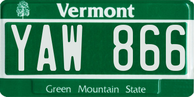 VT license plate YAW866