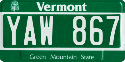 VT license plate YAW867