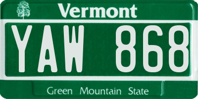 VT license plate YAW868