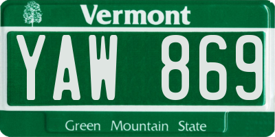 VT license plate YAW869