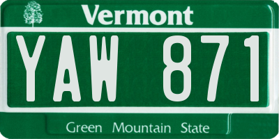 VT license plate YAW871