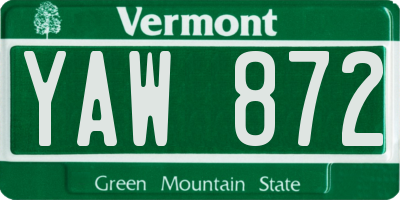 VT license plate YAW872
