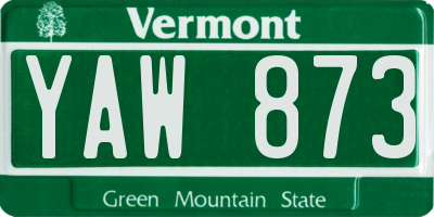 VT license plate YAW873