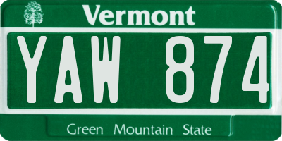 VT license plate YAW874