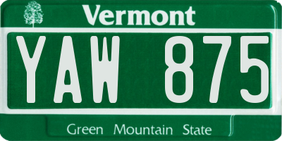 VT license plate YAW875