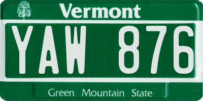VT license plate YAW876