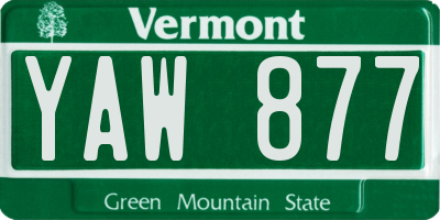 VT license plate YAW877