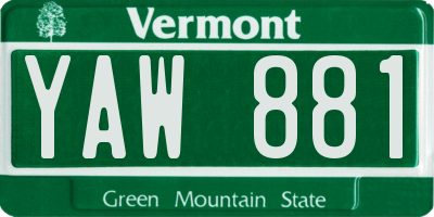 VT license plate YAW881