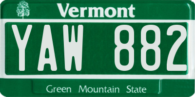 VT license plate YAW882