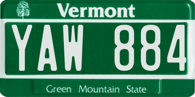 VT license plate YAW884