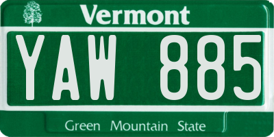 VT license plate YAW885