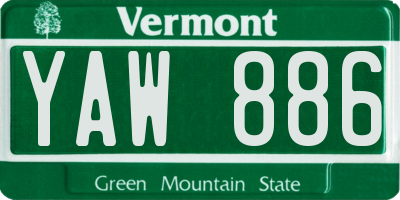VT license plate YAW886