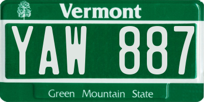 VT license plate YAW887