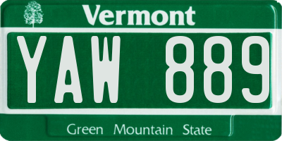 VT license plate YAW889