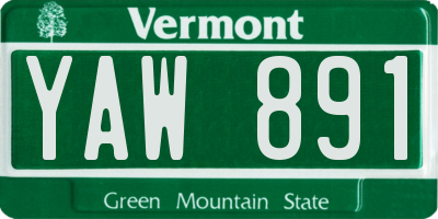 VT license plate YAW891