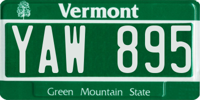 VT license plate YAW895