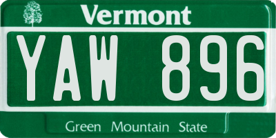 VT license plate YAW896
