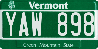 VT license plate YAW898