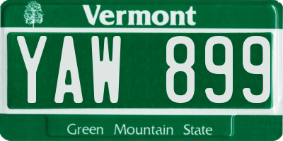 VT license plate YAW899