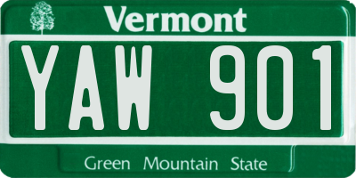 VT license plate YAW901
