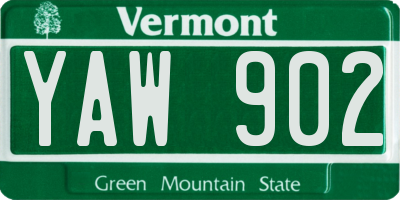 VT license plate YAW902