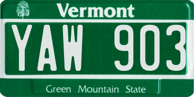 VT license plate YAW903