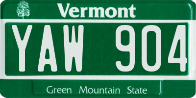 VT license plate YAW904
