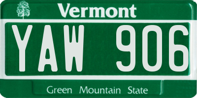 VT license plate YAW906