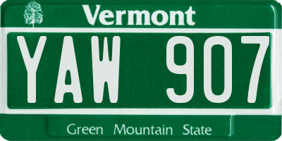 VT license plate YAW907