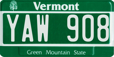 VT license plate YAW908