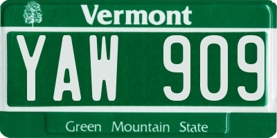 VT license plate YAW909