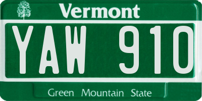 VT license plate YAW910
