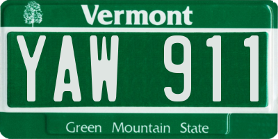 VT license plate YAW911