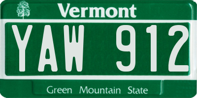VT license plate YAW912