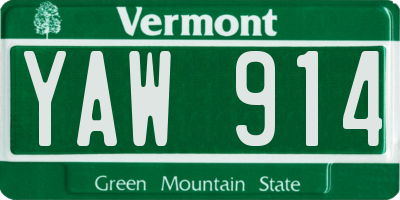 VT license plate YAW914