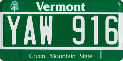 VT license plate YAW916