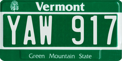 VT license plate YAW917