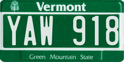 VT license plate YAW918