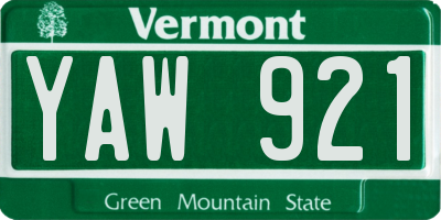 VT license plate YAW921