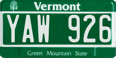 VT license plate YAW926