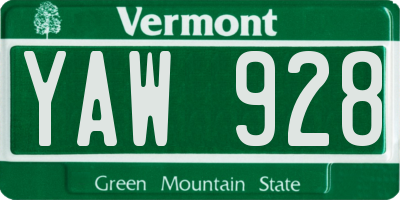 VT license plate YAW928