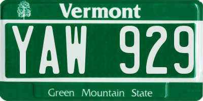 VT license plate YAW929