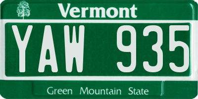 VT license plate YAW935