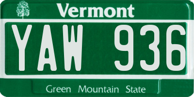 VT license plate YAW936