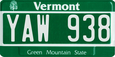VT license plate YAW938