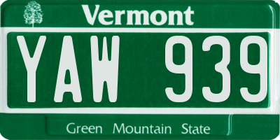 VT license plate YAW939