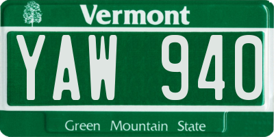 VT license plate YAW940